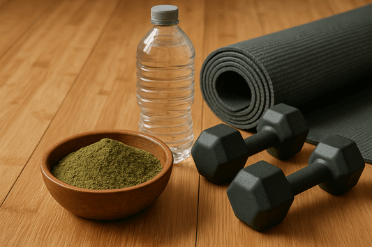AgmaFocus kratom powder used for post-workout fitness recovery and natural athlete support.
