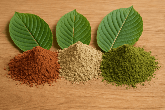 AgmaFocus red, white, and green kratom powder strains for botanical wellness.