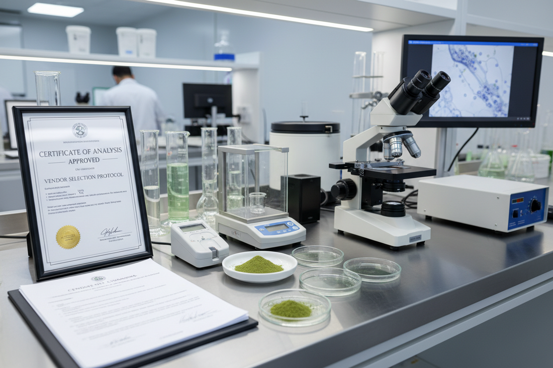 AgmaFocus premium kratom powder and third-party lab testing documentation for safe botanical sourcing.